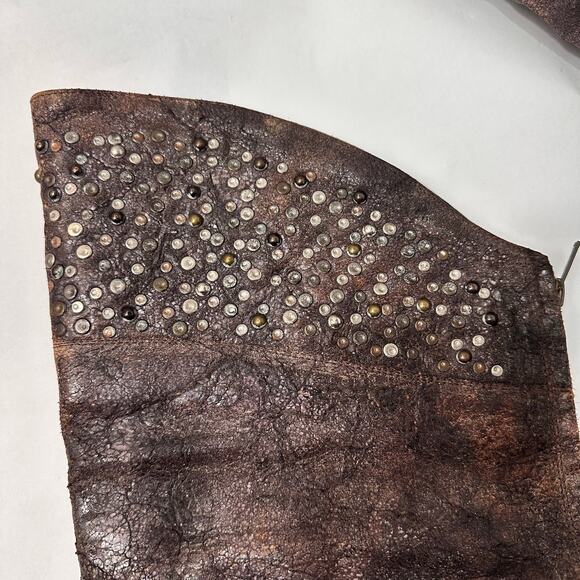 Frye Over the Knee Studded Boots Crackle Leather | Brown | SZ 9 - Picture 9 of 11